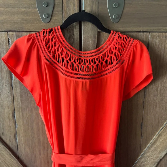 EUC Banana Republic Silk Cutout Red/Orange Mini Dress Size Medium - Picture 4 of 7